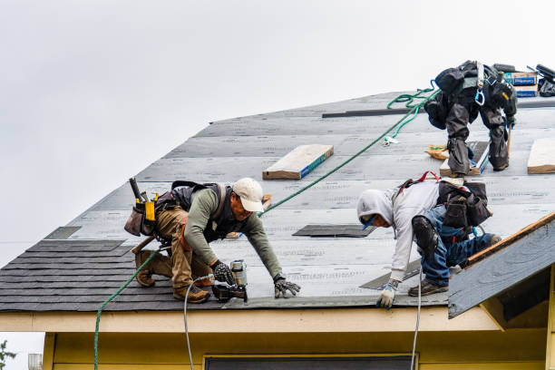 Professional Gutter Installation technician working in Rio, VA